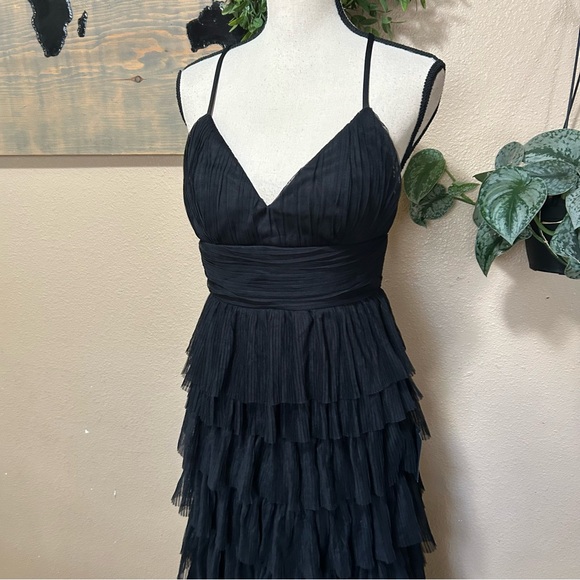 Lulus Radiant Event Black Mesh Tiered Pleated Backless Maxi Dress - Picture 3 of 10